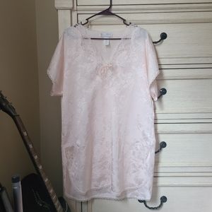 vtg val mode pale pink nightgown jacquard med